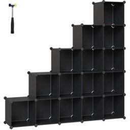 SONGMICS Armoire à chaussures modulable, Noir / 125 x 31 x 125 cm