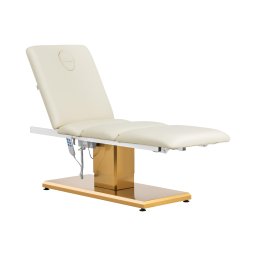 Fauteuil esthétique - 3 moteurs - 300 W - 190 x 65 x 60 - 76 cm - 200 kg - crème/or
