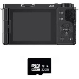 INF Appareil photo numérique W11 12x zoom optique - 4K, 64MP, écran inclinable 270°, flash intégré, carte TF 32GB Le noir