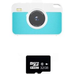 INF Appareil photo numérique d'entrée de gamme G1 + carte TF 32GB - 48MP double objectif avant et arrière, écran LED adapté aux Bleu
