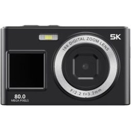 INF Appareil photo numérique C6S à double écran avant-arrière - Vidéo 5K, 80,000,000 pixels, Zoom numérique 18x, écrans doubles Le noir