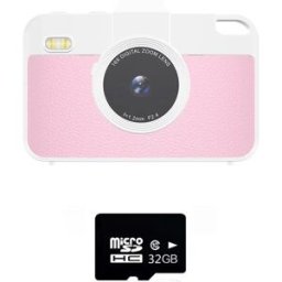 INF Appareil photo numérique d'entrée de gamme G1 + carte TF 32GB - 48MP double objectif avant et arrière, écran LED adapté aux Rose