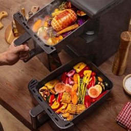 Cecotec Friteuse À Air Sans Huile - Air Fryer 10l Cecofry Duolevel 10000 Duosize Window. 2000w, Design Vertical, 2 Cuves