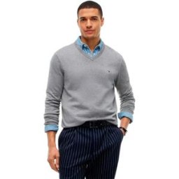 Tommy Hilfiger Pull à Col En V Essential Medium Grey Heather M Homme