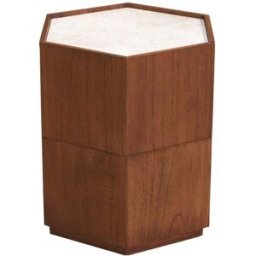 Table d'appoint en bois mindi et marbre crème 43,5x50x54cm Tomo - Versmissen