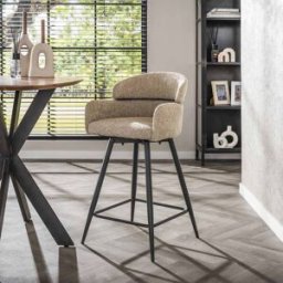 Vivabita Tabourets de bar rotatif en tissu bouclé sable Mayanne (lot de 2) Sable