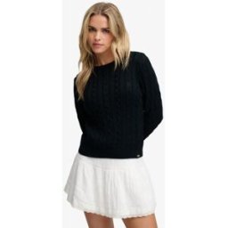 Superdry Femme Pull en Maille Torsadée Essentials SD & CO Navy Taille: 36