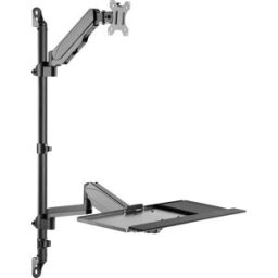 My Wall HL64L Support mural pour écran 1 Écran(s) 43,2 cm (17) - 81,3 cm (32) noir réglable en hauteur, inclinable, mobile, tablette pour clavier