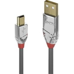 LINDY Câble USB USB 2.0 USB-A mâle, USB-Mini-B mâle 5.00 m gris contacts dorés 36634
