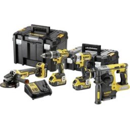 DEWALT DCK422P3T-QW DCK422P3T-QW Jeu doutils Perceuse-visseuse à percussion sans fil, Clé à chocs sans fil, Marteau perforateur sans fil, Meuleuse dangle sans
