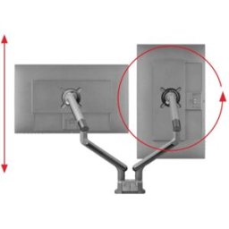 One For All Design Dual black Support de table pour écran 2 Écran(s) 33 cm (13) - 81,3 cm (32) noir réglable en hauteur, mobile, inclinable, rotatif