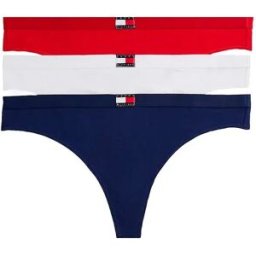 Tommy Hilfiger String Uw0uw06139 3 Unités White / Primary Red / Preppy Navy L Femme