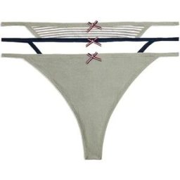 Tommy Hilfiger String Uw0uw06666 3 Unités Utility Sage / Utility Sage Stripe / White S Femme
