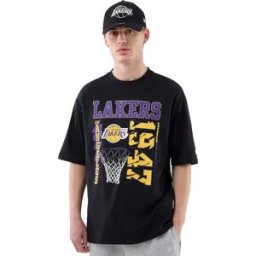 New Era T-shirt à Manches Courtes Nba Basketball Graphic Oversize Los Angeles Lakers Black L Homme