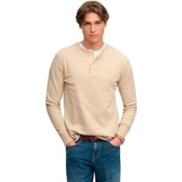 Superdry Pull Mini Slub Waffle Grandad Oatmeal Marl 2XL Homme