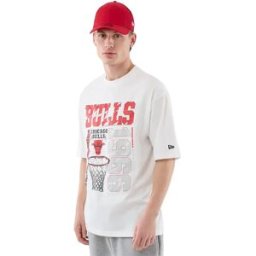 New Era T-shirt à Manches Courtes Nba Basketball Graphic Oversize Chicago Bulls White S Homme