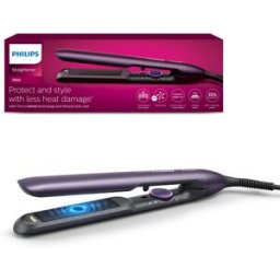 Philips Série 7000 BHS752/00 Lisseur avec plaque en céramique, contrôle de la température, chauffe rapide, coiffage facile - Violet
