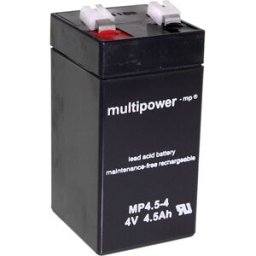 Batterie au plomb 4 V 4.5 Ah multipower MP4,5-4 plomb (AGM) (l x H x P) 48 x 100 x 52 mm cosses plates 6,35 mm sans entretien, auto-décharge réduite