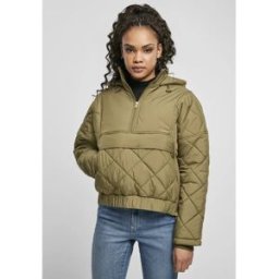 Urban Classics Veste Oversized Diamond Quilted Pull Over Olive Green 3XL Femme