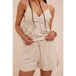Short beige brodé à élastique My Jewellery Beige femme