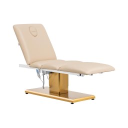 Fauteuil esthétique - 3 moteurs - 300 W - 190 x 65 x 60 - 76 cm - 200 kg - beige/or