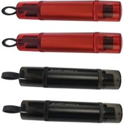 INF AC06 Marteau de secours voiture 4 pièces (2 noirs + 2 rouges) avec support et verre de test, pointe en acier tungstène et