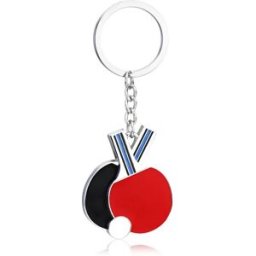 INF Porte-clés raquette de tennis de table - cadeau unique en alliage d'argent S