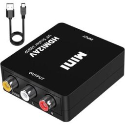 INF Convertisseur HDTV HDMI vers AV USB alimenté – Adaptateur HDMI vers RCA 1080p avec commutateur NTSC/PAL, compatible avec Le noir