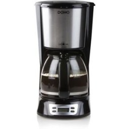 DOMO Cafetiere Filtre - Do708k - 1000 W - 1,5 L - 12 Tasses - Ecran Lcd - Minuteur 24 H - Noir Et Acier Inoxydable