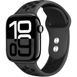 GÉNÉRIQUE Bracelet Sport Perforé Pour Apple Watch 38 / 40 / 41 Mm Réglable Et Souple Noir Crong