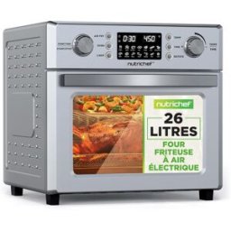 NUTRICHEF Four Friteuse À Air Chaud 26l–friteuse À Air Électrique 1700w Avec Rôtissoire, Mini Four De Comptoir À