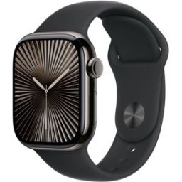 Apple Watch Series 10 Gps + Cellular 42mm Boîtier En Titane Ardoise Avec Bracelet Sport Noir S M