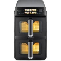Prixton Friteuse À Air Verticale 10 L, Double Panier 5 L + 5 L, 2600 W, Écran Led Tactile, 10 Programmes, 80–200 °c