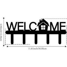 INF Support mural en fer en forme de HOME – Organiseur d'entrée noir pour clés, cartes et petits accessoires
