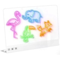 INF Tableau lumineux acrylique LED rechargeable - Tableau effaçable lumineux avec câble Type-C 1m, 7 modes de couleur, batterie