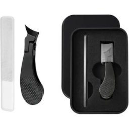INF Pince à ongles Bionic Penguin - Ensemble 2 pièces en acier inoxydable, pointe anglée 25° et prise antidérapante Le noir