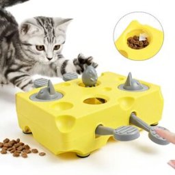 INF Jouet distributeur de friandises Whack-a-Mole - Design fromage interactif activé par pression pour enrichissement des chats
