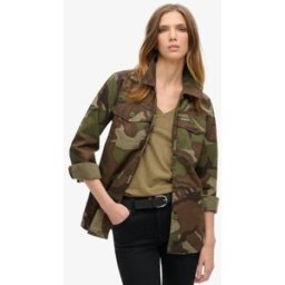 Superdry Femme, Surchemise Imprimé Camouflage Militaire, Vert, Taille: 38