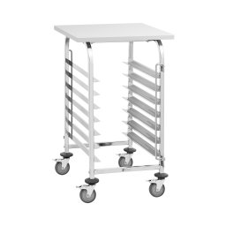 Chariot à plateaux - 7 plateaux + tablette - Acier inoxydable - Royal Catering