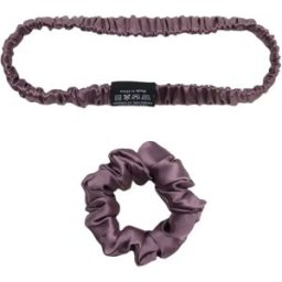 INF Ensemble bandeau et chouchou élastiques 100 % soie pour protéger les cheveux et pratiquer le yoga Mauve pâle