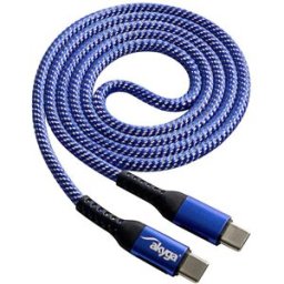Akyga Câble USB USB 2.0 USB-C® mâle, USB-C® mâle 1.00 m bleu résiste à labrasion AK-USB-37