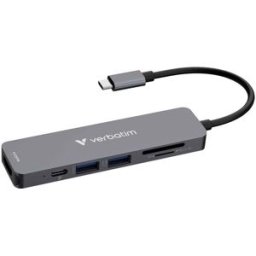 Verbatim 32156 Hub USB USB 2.0, HDMI™, USB 3.1 (Gen 1) USB 3.2 Gen1 5 GBit/s compatible avec lultra HD, avec lecteur de carte SD intégré noir Essentials