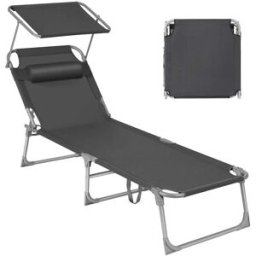 SONGMICS Bain de Soleil, Gris / 193 x 53 x 29 cm