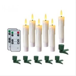INF Ensemble de 6 bougies coniques LED blanc ivoire sans flamme avec télécommande et supports - Idéal pour Noël et Halloween