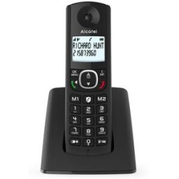 Téléphone Fixe Sans Fil Alcatel F530 Dect Grand Écran Rétroéclairé Mains Libres Blocage D'appels 2 Touches Mémoire Noir