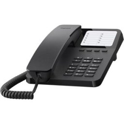 Siemens Téléphone Filaire Gigaset Desk 400 - Câble Élastique, 10 Touches De Numérotation Abrégée, Compatible Appareils Auditifs, Noir