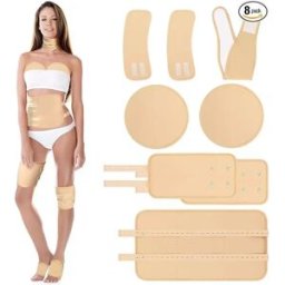 INF Ensemble 8 pièces Ceinture de taille réglable pour huile de ricin – Pack abdominal réutilisable à compression élastique