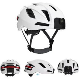 INF Casque de vélo Bluetooth avec caméra HD 1080p et GPS intégré Blanc