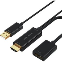 INF Convertisseur HDTV vers DisplayPort - 90cm, Adaptateur actif 4K60Hz, alimenté par USB, Plug and Play