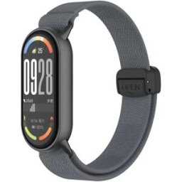 INF Bracelet Tressé Élastique avec Fermoir Magnétique et Embouts Métalliques compatible with Xiaomi 10/9/8 - Gris Gris foncé
